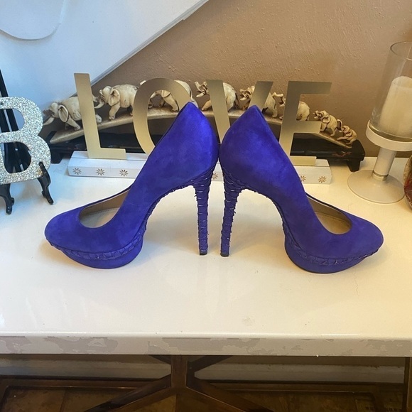 BRIAN ATWOOD PURPLE FONTANNE STILETTO PLATFORM SUEDE PUMPS SIZE 7 - Picture 4 of 13